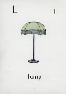 Bokstaven L, lampe (farge litho) av English School