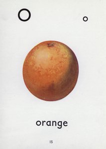 Bokstaven O, oransje (farge litho) av English School