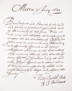 Brev av Henry Scobell, 20. juni 1648 av English School