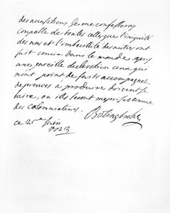 Brev sendt av Lord Bolingbroke til Abbé Alari (litho) av English School