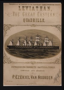 Leviathan, the Great Eastern, viktoriansk noteomslag (litho) av English School