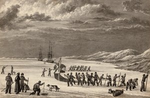 Løytnant William Parrys første reise: Mannskapene til H.M.S. Hecla og H.M.S. Griper skjærer inn i Winter Harbour, ca. 1819 av English School