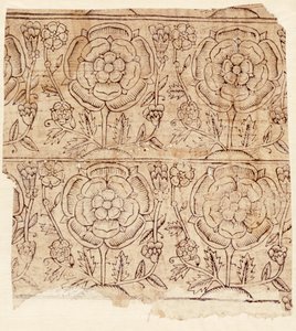 Fôrpapir med Tudor Rose-mønster, ca. 1550 (treblokktrykk) av English School