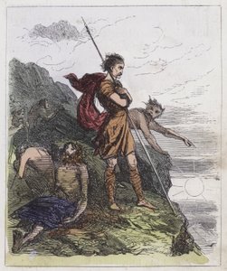 Llewellyn on the Mountains (farget gravering) av English School