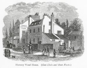 London-klubber: Hornsey Wood House (gravering) av English School