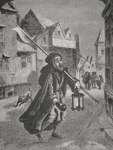 London Watchman på 1600-tallet (gravering) av English School