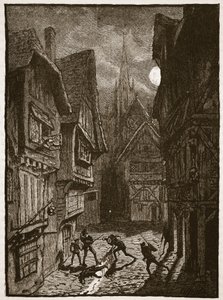 Lord Gray og hans tilhengere angriper jarlen av Southampton, illustrasjon fra Cassells Illustrated History of England (sepiafoto) av English School