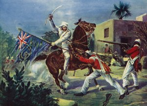 Lord Roberts kjempet mot to sepoyer over den britiske standarden ved Khudaganj, som han ble tildelt Victoria Cross for under det indiske mytteriet av English School