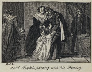 Lord Russell skiller seg med familien sin (gravering) av English School