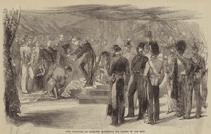 Lord Stratford de Redcliffe overdeler badeordene (gravering) av English School