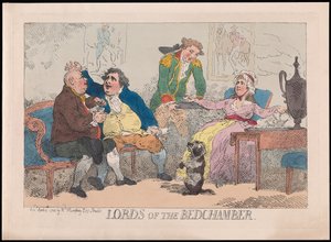 Lords of the Bedchamber, pub. 1784 (håndfarget gravering) av English School