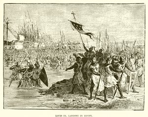 Louis IX lander i Egypt av English School