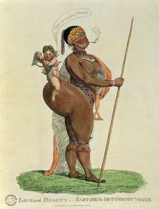 Kjærlighet og skjønnhet - Sartjee the Hottentot Venus, 1810 av English School