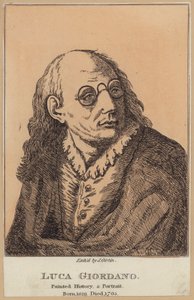 Luca Giordano , italiensk maler og trykkeri (etsing) av English School
