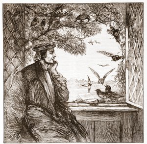 Luther av Coburg Castle: The Diet of Jackdaws, illustrasjon fra The History of Protestantism av James Aitken Wylie (1808-1890), pub. 1878 av English School
