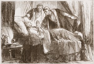 Luther på dødsleiet, illustrasjon fra The History of Protestantism av James Aitken Wylie (1808-1890), pub. 1878 av English School