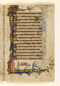MS 1-2005, fol. 152r: A Rabbit Funeral Procession, marginal dekorasjon fra Macclesfield Psalter, Use of Sarum, East Anglia, ca. 1330 av English School