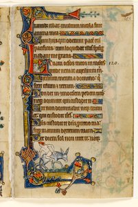 MS 1-2005, fol. 183r: A Man Riding Backwards, marginal dekorasjon fra Macclesfield Psalter, Use of Sarum, East Anglia, ca. 1330 av English School