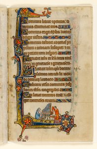MS 1-2005, fol. 204r: Playing an Organ, marginal dekorasjon fra Macclesfield Psalter, Use of Sarum, East Anglia, ca. 1330 av English School