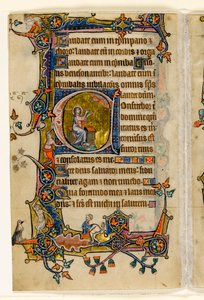 MS 1-2005, fol. 207v: Isaiah Praying, historisk innledning a fra Macclesfield Psalter, Use of Sarum, East Anglia, ca. 1330 av English School