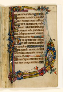 MS 1-2005, fol. 85r: A Penitant with dog, marginal dekorasjon fra Macclesfield Psalter, Use of Sarum, East Anglia, ca. 1330 av English School