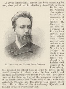 M Tschigorin, den russiske sjakkmesteren (gravering) av English School