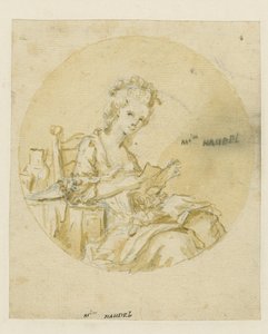 Madame Handel, midten av 1800-tallet (penn og blekk og vask på papir) av English School