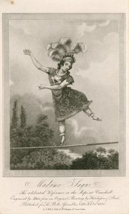 Madame Saqui, den berømte artisten på tauet i Vauxhall Gardens, London av English School