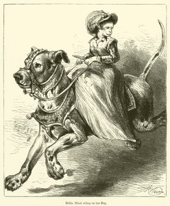 Mademoiselle Minie rir på hunden sin (gravering) av English School
