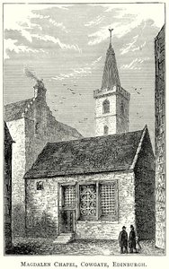 Magdalen kapell, Cowgate, Edinburgh (gravering) av English School