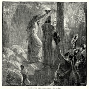Magi rundt den hellige ilden (gravering) av English School