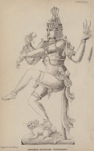 Mahadeva ødelegger Tripurasura (gravering) av English School