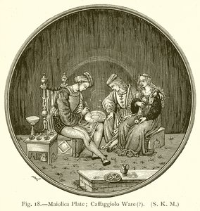 Majolica tallerken; Caffaggiolo Ware av English School