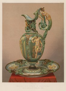 Majolica Ewer and Plateau av Mrs Minton and Co, Stoke-upon-Trent av English School