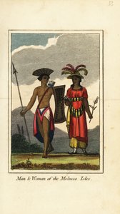 Mann og kvinne på Molucco-øyene (Maluku-øyene) av English School