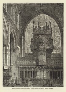 Manchester Cathedral, korskjermen og orgelet av English School