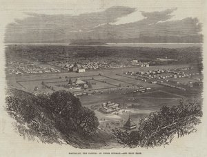 Mandalay, hovedstaden i Øvre Burmah (gravering) av English School