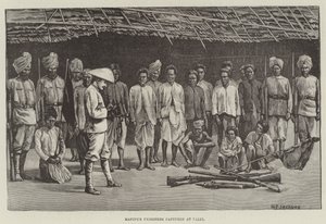 Manipur-fanger tatt til fange ved Palel (gravering) av English School