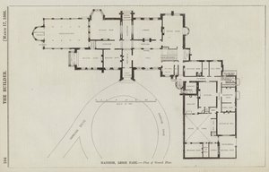 Mansion, Leigh Park, Plan over første etasje (gravering) av English School