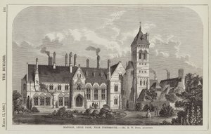 Mansion, Leigh Park, nær Portsmouth, Mr R W Drew, arkitekt (gravering) av English School