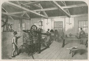 Produksjon av den atlantiske undersjøiske kabelen ved Glass Elliott and Co.s verk, East Greenwich av English School