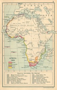 Kart: Afrika 1865 (fargelitografi) av English School