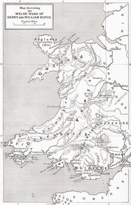Kart som illustrerer de walisiske krigene til William Rufus og Henry I, fra 