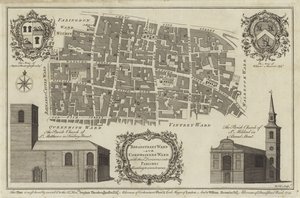 Kart over Bread Street Ward og Cordwainers Ward, London