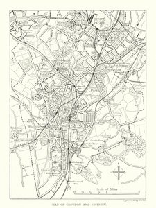 Kart over Croydon og omegn (gravering) av English School