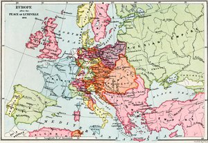 Kart over Europa etter freden i Luneville, 1801, fra 