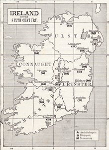 Kart over Irland i det sjette århundre, fra boken 