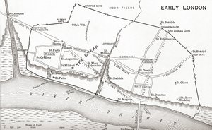 Kart over London på 1000-tallet, fra 