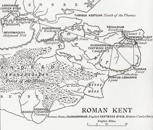 Kart over Roman Kent, England, fra 