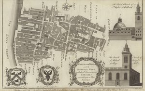 Kart over Walbrook Ward og Dowgate Ward, London